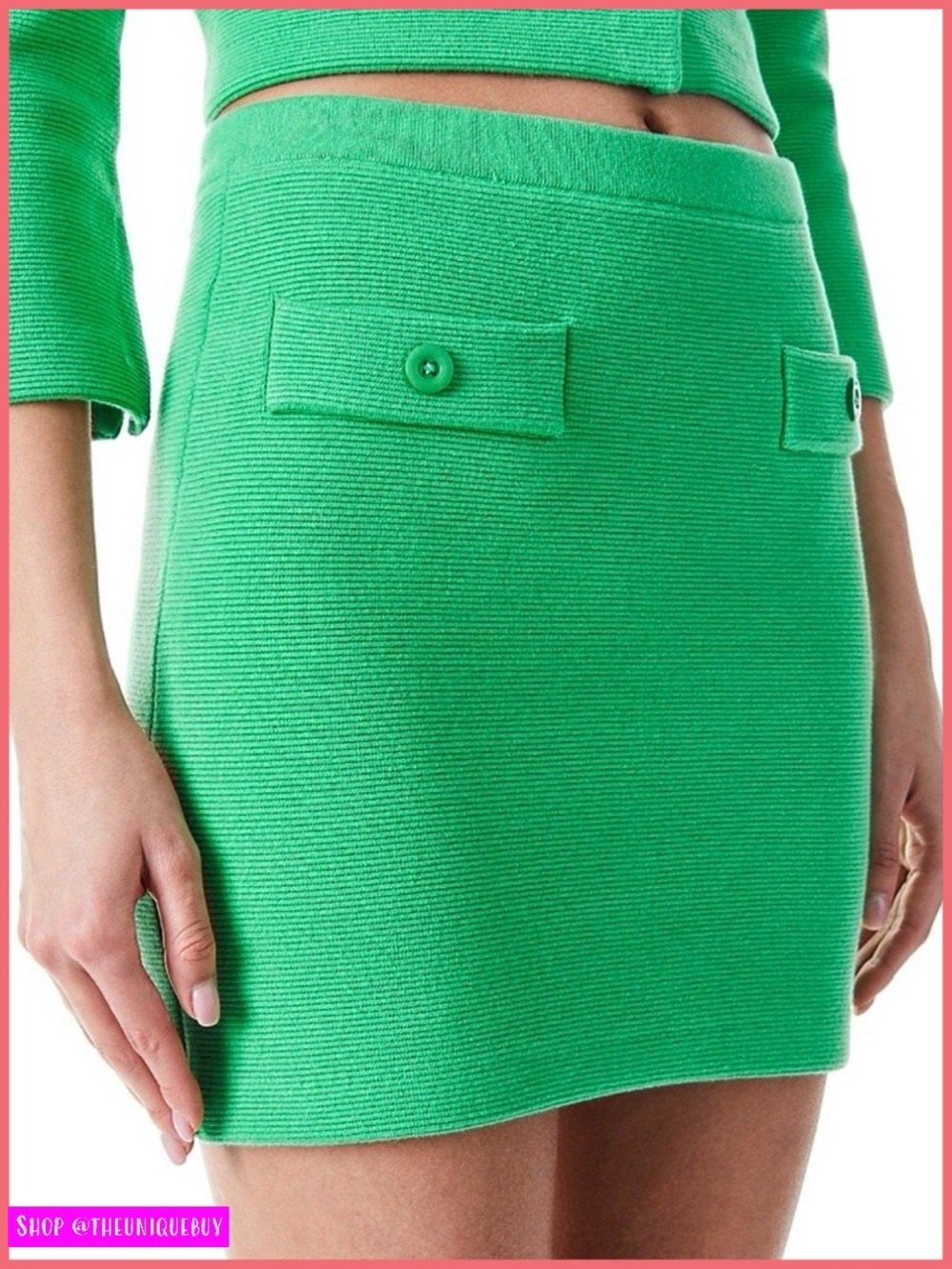 Alice + Olivia Kipp Knit Garden Green Mini Skirt